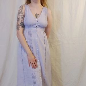 Universal Thread Button Front Lavender Dress Sleeveless Low V-Neck 100% Cotton 2